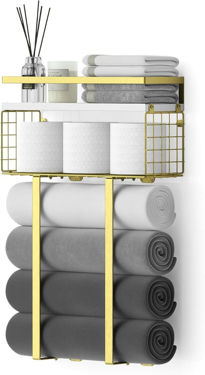 Towel Racks for Bathroom, Bathroom Shelf Over Toilet, Floating Shelves - Image 8