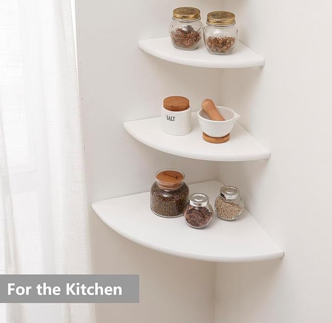 Corner Shelf, Solid Oak Wood Floating Corner Shelf Wall Mount Round End - Image 6