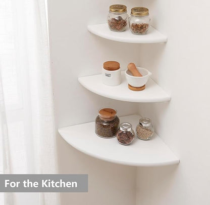 Corner Shelf, Solid Oak Wood Floating Corner Shelf Wall Mount Round End - Image 7