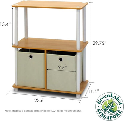 Furinno TURN-N-TUBE Storage Shelves Set of 2, 3-Tier Toolless Book Shelf - Image 2