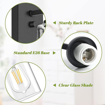 Set of 2 Wall Sconces for Bathroom, Modern Vanity Light Fixtures, Matte Black - Image 7