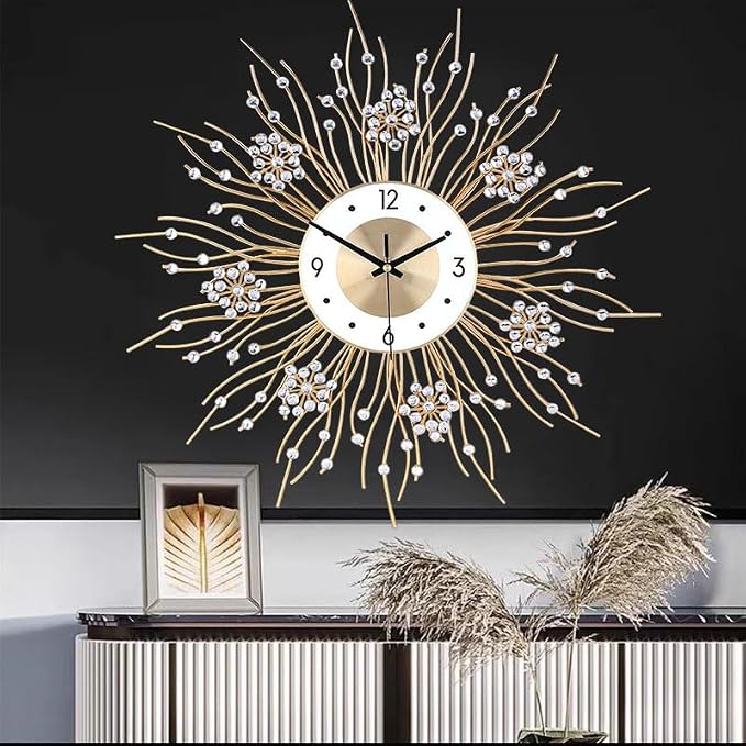SIN&MI Large Wall Clocks, Silent Sunflower Shape Chic Decorative Wall Clock - Image 5