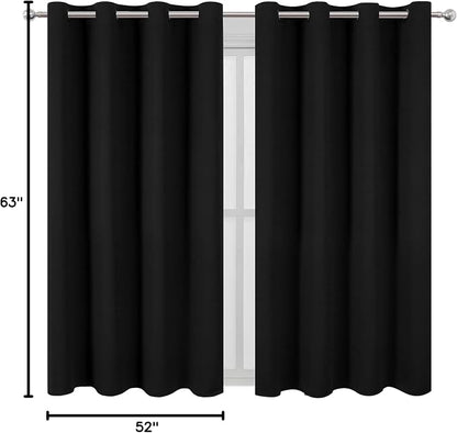 LEMOMO Black Blackout Curtains 52 x 63 Inch Length/Set of 2 Curtain - Image 10