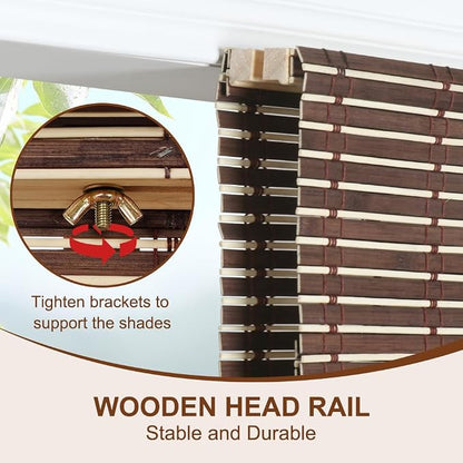 LUCKUP Cordless Roman Shades, Roll Up Bamboo Blinds - Image 2
