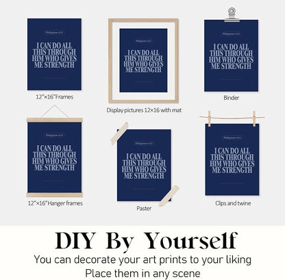 Locomiss Navy Blue Christian Wall Art Decor, Modern Bible Verse Prints - Image 7