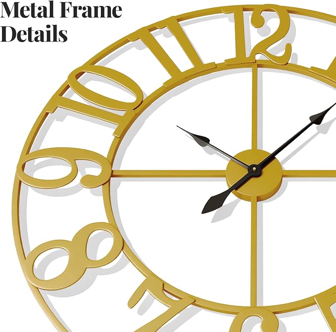 Cuspin Gold Wall Clock 16 Inch, Decorative Wall Clocks Battery-Operated - Image 4