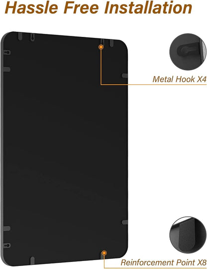 USHOWER Black Bathroom Mirror for Over Sink 24 x 36 Inch, Metal Frame Rectangle - Image 5