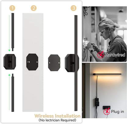 Wall Sconces Set of Two Battery Operated Wall Sconce, Wireless Wall Light USB - Image 8