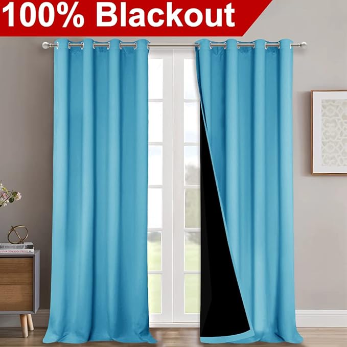 NICETOWN 100% Blackout Blinds, Teal Blue, Laundry Room Decor Window Treatment - Image 2