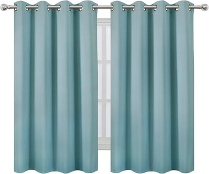 LEMOMO Blackout Curtains 66 x 54 Inch Long Stone Blue Curtains Set of 2 Panels - Image 2