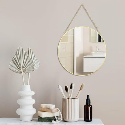 LONGWIN Hanging Wall Circle Mirror Decor Gold Geometric Mirror - Image 6