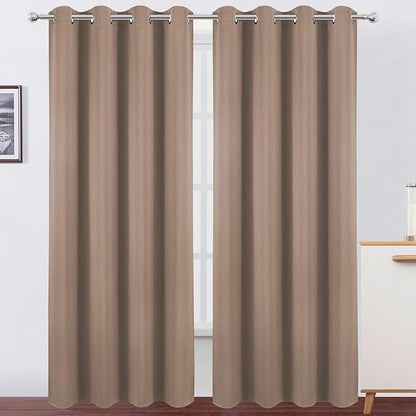 LEMOMO Blackout Curtains 52 x 90 Inch Long Cappuccino Curtains Set of 2 Panels by Lemomo