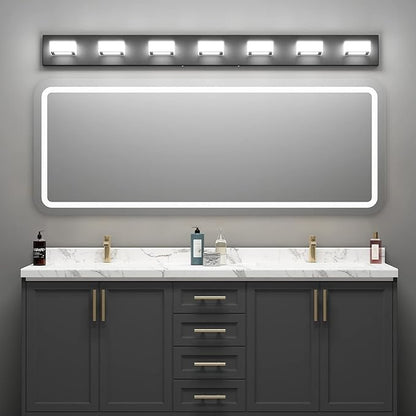 Ralbay 46" LED Modern LED Black Vanity Lights Fixtures 7 Lights Acrylic Matte - Image 4