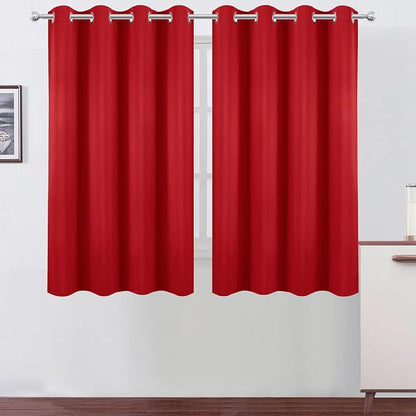LEMOMO Blackout Curtains 66 x 54 Inch Long Bright Red Curtains Set of 2 Panels by Lemomo