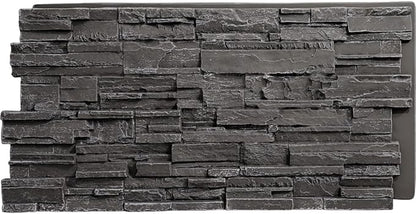 EverStone Cascade Faux Stone Panel, 48 5/8"W x 24 3/4"H x 1 1/4"D, Graphite by EkenaMillwork
