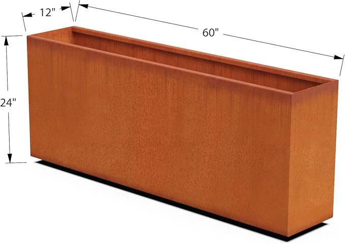 Corten Steel Planter Rectangle Outdoor Metal Garden Box Heavy Duty | Made in USA | Fully Assembled