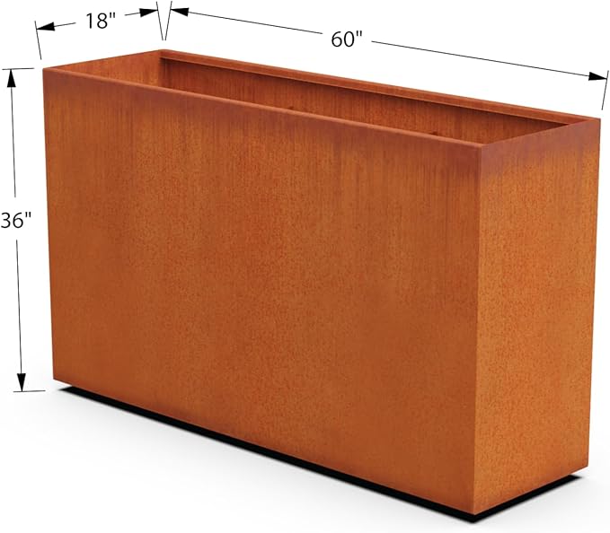 Corten Steel Planter Rectangle Outdoor Metal Garden Box Heavy Duty | Made in USA | Fully Assembled