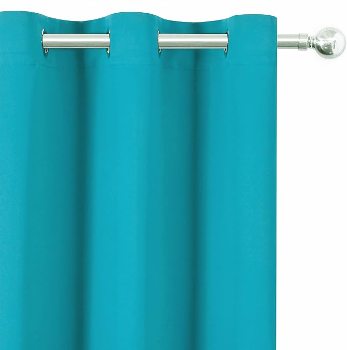 LEMOMO Blackout Curtains 66 x 72 Inch Long Teal Curtains Set of 2 Panels Room - Image 6