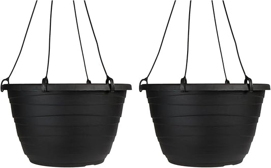 The HC Companies Wrapt Hanging Planters - Lightweight Plant Pot Hanger for Hanging Plants, Vegetables & Herbs - Outdoor & Indoor Hanging Basket for Plants (13" Black, Pack of 2)