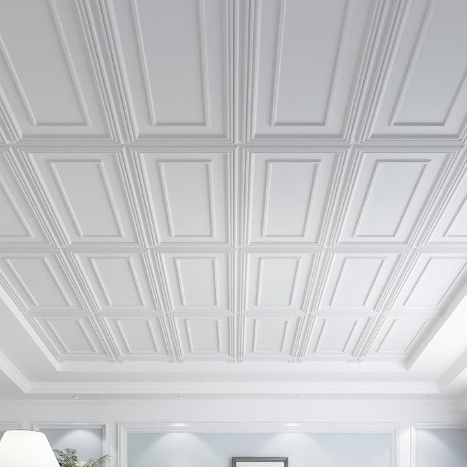 Art3d Drop Ceiling Tiles, 24x48in. White, Polyvinyl Chloride, Glue Down - Image 2