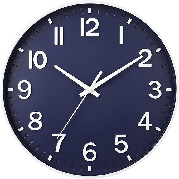 HZDHCLH Wall Clocks Battery Operated, Wall Clock Navy Blue, 14 inch Wall Clock by HZDHCLH