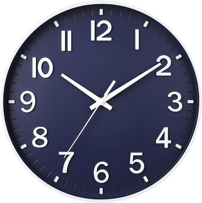 HZDHCLH Wall Clocks Battery Operated, Wall Clock Navy Blue, 12 inch Wall Clock by HZDHCLH