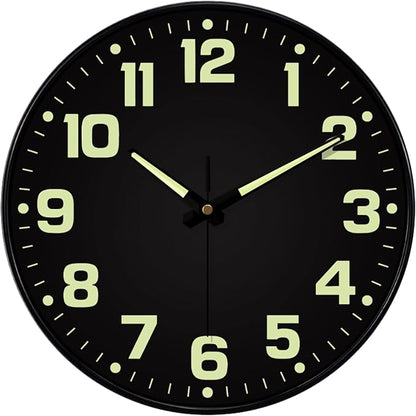Glow in The Dark Wall Clock Non Ticking, 10 inch Silent Wall Clocks Battery by MABPEDO