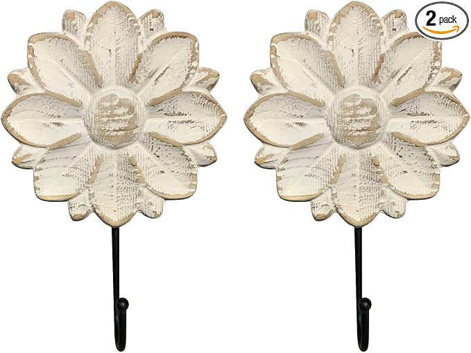 dwellington Decorative Wall Mounted Flower Hooks, Farmhouse Boho Coat Rack by dwellington