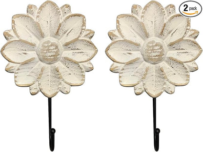 dwellington Decorative Wall Mounted Flower Hooks, Farmhouse Boho Coat Rack by dwellington