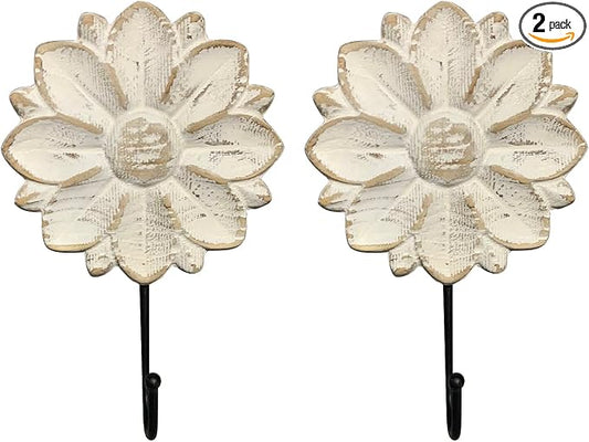 dwellington Decorative Wall Mounted Flower Hooks, Farmhouse Boho Coat Rack by dwellington