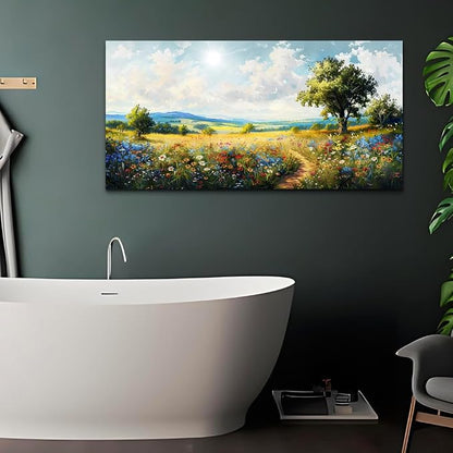 hyidecorart Nature Field Scenery Abstract Painting Framed Wall Art - Image 5