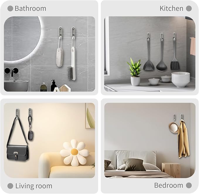 6PCS Foldable Wall Hooks, Zinc Alloy Flip Down Hooks, Retractable Wall Hooks - Image 6