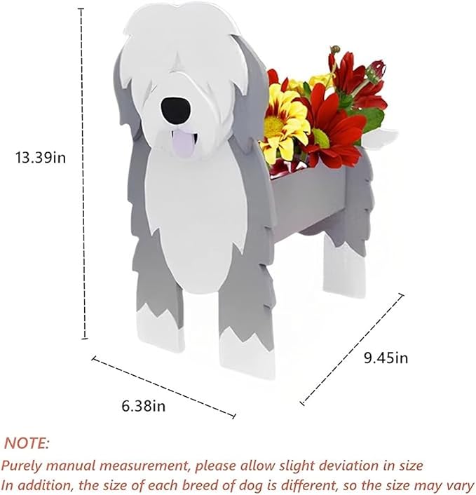 English Shepherd Dog Planter Plant Pots,Cute Garden Dog Flower Planter,Dog Planters Birthday Gifts for Women,Office,Indoor/Outdoor Decor（9.45 * 6.38 * 13.39in）