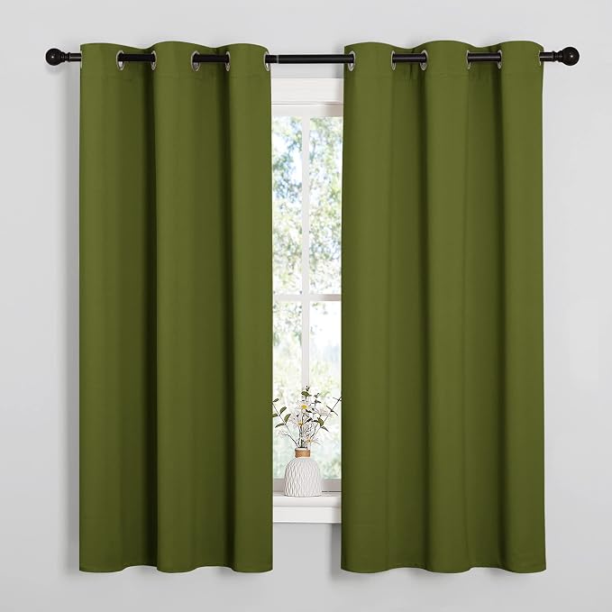 NICETOWN Olive Green Blackout Curtains 40 inches Length by NICETOWN