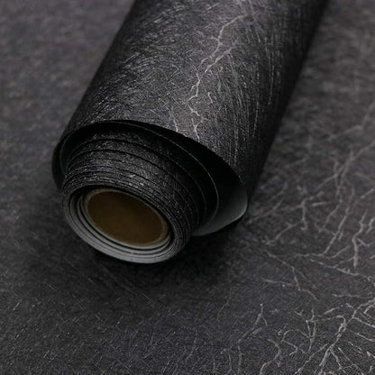 Abyssaly Black Silk Wallpaper Peel and Stick Embossed Self Adhesive Black by Abyssaly