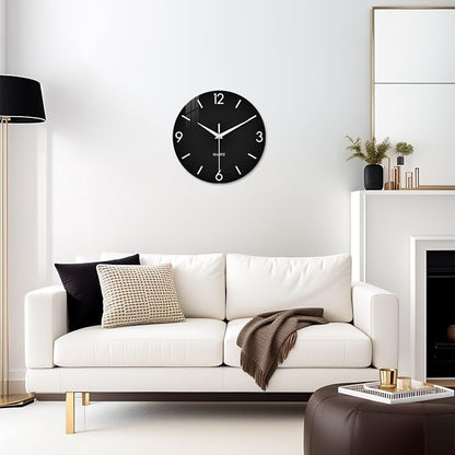 XFM Black Wall Clock 12 Inch Silent Non-Ticking Wall Clocks Battery Operated - Image 2