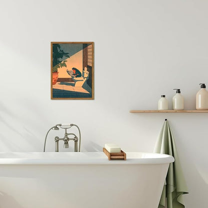 Funny Frog Bathroom Wall Art, Cute Japanese Frog in Toilet Wall Decor, - Image 7