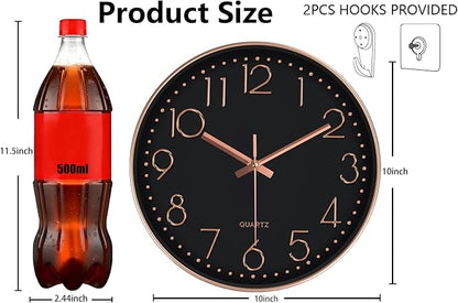 Wall Clock, Silent Wall Clocks Battery Operated 10 Inch- Modern Non Ticking - Image 3