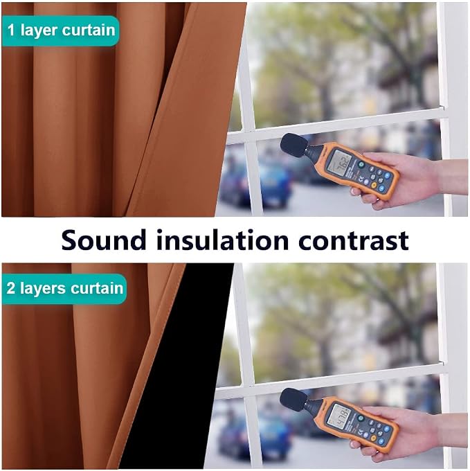 NICETOWN Burnt Orange 100% Blackout Curtains - Image 3