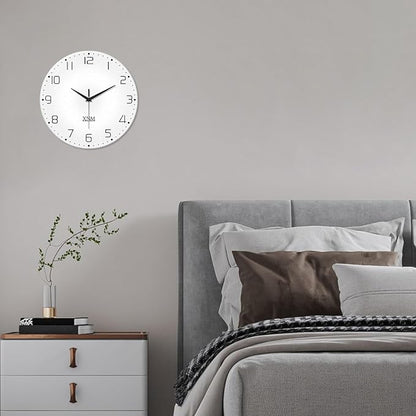XNM Small Modren Minimalist Glass Wall Clocks Battery Operated 12 Inch Simple - Image 4