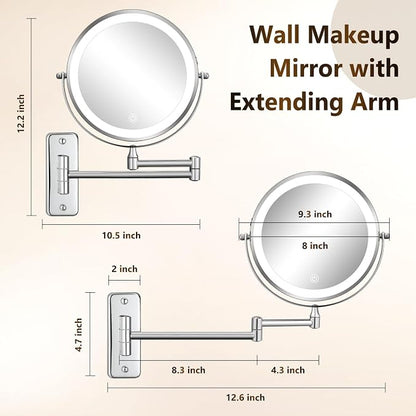 DECLUTTR Wall Mounted Lighted Makeup Mirror, Rechargeable 1X/15X Magnifying - Image 6