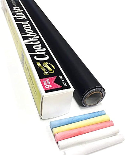 Extra Large Chalkboard Peel and Stick Paper 9 Feet roll + Color Chalk Included by SimpleShapes