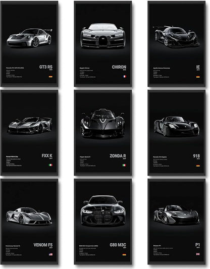 CSLGQGV Car Poster Vintage Racing Car Wall Art Supercar Canvas Prints Painting by Unknown