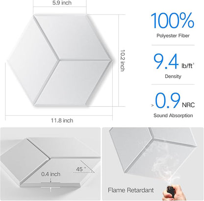 12 Pack Self-Adhesive Acoustic Panels 12" X 10" X 0.4" - Image 3