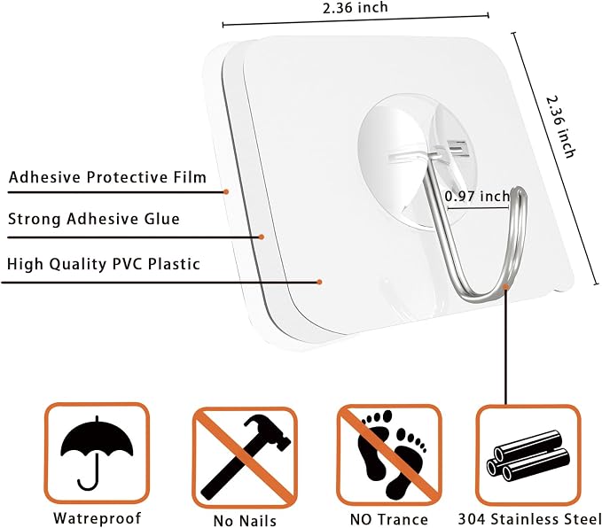 Latoxcaa Heavy Duty Adhesive Wall Hooks - Image 3