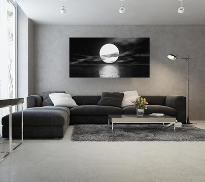 Cao Gen Decor Art S06462 Wall Art Canvas Sea White Full Moon in Night Picture - Image 6
