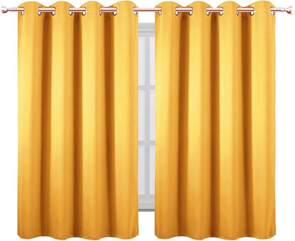 LEMOMO Blackout Curtains 66 x 54 Inch Long Yellow Curtains Set of 2 Panels Room - Image 2