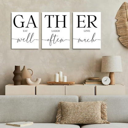GUBIYU Large Gather Signs for Home Decor, Framed Kitchen Wall Art Farmhouse - Image 3