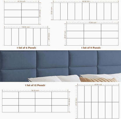 IFNOW Wall Mounted Upholstered Headboard Queen, 3D Peel and Stick Soundproof - Image 6