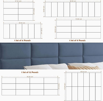 IFNOW Wall Mounted Upholstered Headboard King, 3D Peel and Stick Soundproof - Image 6